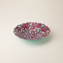 Deco Mercan Dekoratif Tabak - Turkuaz / Kırmızı - 40 Cm