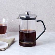 Coffe Bean Borosilikat Cam French Press Green 600 Ml Açık Bej