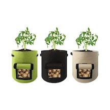 Yeşil 1 Adet Keçe Patates Bitki Dikme Çantası Büyük Çaplı Sebze Bitki Fide Çantası Dokunmamış Keçe Patates Yetiştirme Kovası D35 H40cm