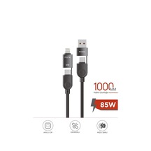 Torima U17 4 in 1 Type-C 100 CM 85 W Hızlı Şarj Ve Data Kablosu Siyah