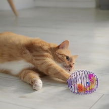 Bakgelal Kedi Oyuncağı Spiral Tel Top & İçinde Peluş Fare Hareketli Zıplayan Kedi Topu, Avcılık İçgüdüsünü Geliştirir, Dayanıklı Metal Yay Top, Kediler İçin Etkileşimli Eğlence Oyuncağı