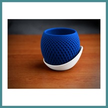 Trendexa 3d Baskı Küre Saksı - Kafes Dokulu İki Parçalı Dekoratif Saksı - Mavi-beyaz Mac Standart 13987054