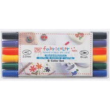 Zig Fabricolor Twin Çift Uçlu Kumaş Kalemi Setleri 6Lı Set