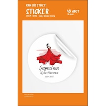 Kına Etiketi 3cm Gelin Hamamı Süs Etiketi Beyaz Sticker Kişiye Öz