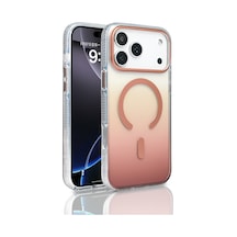 Zore İphone 17 Pro Max Kılıf M-safe Şarj Özellikli Transparan Renk Geçişli Nvth Toros Kapak - Rose Gold Altın