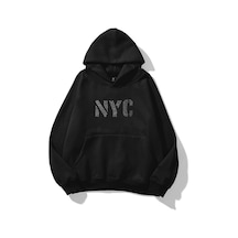 Startmore Unisex Nyc Taş Baskılı Sweatshirt Siyah Siyah