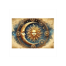 Altın Güneş Astrolojik Desen Hediyelik Ahşap Tablo