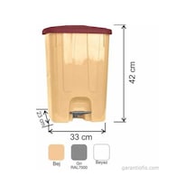 Garanti Metal 7141 Plastik İç Kovalı Köşeli Pedallı Çöp Kovası (25 Litre)