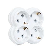 4lü Golyat Fiş, Dörtlü Topraklı Priz Çoklayıcı Fiş, 16a 250 Volt, Max 3600 Watt Beyaz 0