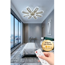 Eclipse Model 8'li Kumandalı Gold 3 Renk Modu Ledli Tavana Sıfır Salon Mutfak Çocuk Yatak Odası Led Avize Gümüş