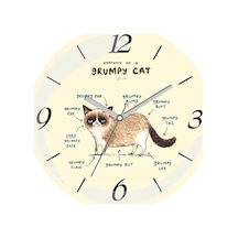 Kedi Anatomisi Çap 30cm Sessiz Akar Bombeli Gerçek Cam Duvar Saati Siyah