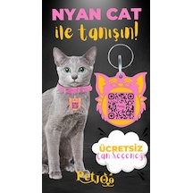 Petjoo 2.Nyan Cat Sarı-Pembe Qr'lı Kedi Künyesi