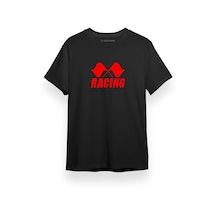 Racing Flag Siyah Kısa Kol Erkek Tshirt 001