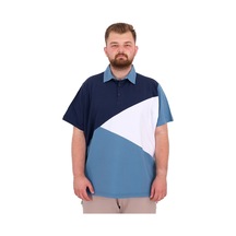 Mode Xl Büyük Beden Erkek T-shirt Polo Yaka Parçalı 25313 İndigo İndigo