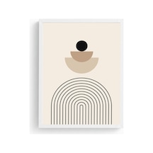 Beyaz Ahşap Çerçeveli Geometrik Desenli Tablo - Minimal Huhu1135