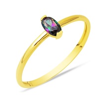 Obsidyen Taşlı Sade 14 Ayar Altın Yüzük YZSKY14K29013