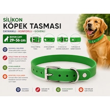 Silikon Köpek Boyun Tasması 29-36 Cm Su Geçirmez Ayarlanabilir Metal Tokalı - Yeşil Çok Renkli