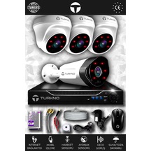 Turkno 4 Kameralı Galia 3 İç Kamera Set HDD'siz Full HD Gece Görüşlü Güvenlik Kamerası Sistemi