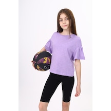 Toontoy Kids Toontoy Kız Çocuk Bisiklet Yaka Kısa Kolu Büzgülü Tişört Açık Sarı