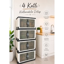 4 Katlı Katlanabilir Modüler Dolap Ofis Kiler Banyo Mutfak Düzenleyici İstiflenebilir Çok Amaçlı Dolap 45 L Beyaz