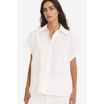 Defacto Regular Fit Gömlek Yaka Poplin Kısa Kollu Gömlek F9141ax25wnwt34 Beyaz