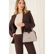Silver Polo Sp1254 Kadın El Çantası Ekose Line Kare Kahve Sarı-kahve