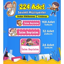 Sevimli Müzisyen Temalı Okul Kreş Kişiye Özel İsim Etiket Seti - Model 508 Çok Renkli