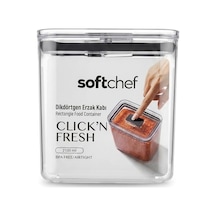 Tr Softchef Click'n Fresh Hava Geçirmez Dikdörtgen Plastik Erzak Kabı 2100 Ml - Vakumlu Tek Tuş Kapaklı Şeffaf Pla Genel