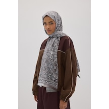 Mirsoy Scarf Eftelya Pamuk Etnik Desen Şal Açık Vizon
