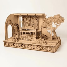 Japanese Tram Station Diorama Ahşap Maket Seti Japon Tramvay İstasyonu Peri Led'li Dıy Model