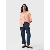 Lcw Jeans Lacivert Beli Lastikli Carrot Fit Kadın Jean Pantolon