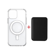 Iphone 13 Pro Ile Uyumlu Magsafe Özellikli Şeffaf Kılıf + Magsafe Kartlık Siyah