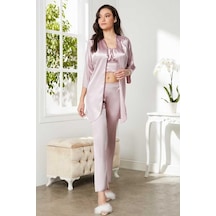 Pierre Cardin Rose Saten 3'lü Pijama Takım 2075 001