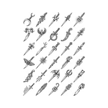 30 Adet Gotik Dövme Deseni Sticker Seti - Laptop, Defter, Telefon Çok Renkli