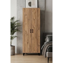 Reyo Falez Çok Amaçlı 2 Kapaklı 8 Gözlü Dolap 70x45x185 Cm, Kiler,mutfak,balkon Ve Banyo Depolama Dolabı - Atlantik Çam