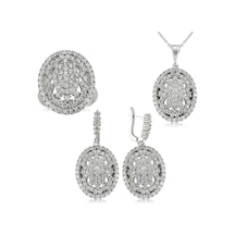 Gümüş Beyaz Taşlı Bayan Set St1270078 Gümüş Gümüş Beyaz Taşlı Bayan Set St1270078 Gümüş