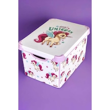 Style Box Unıcorn Desenli 20 L Dekoratif Oyuncak Ve Saklama Kutusu Çok Renkli