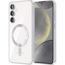 Samsung Uyumlu Galaxy S23 İçin Kılıf Kamera Lens Korumalı M-safe Destekleyen Şeffaf Silikon Kross Kapak Titan Gri