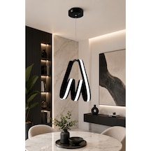 Mina Tekli Siyah Led Sarkıt Avize,3 Renk Yanabilen Modern Avize,salon Led Avize