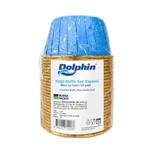 Dolphin Muffin Kağıt Karton Altın Mavi Cupcake Kek Kalıbı Kapsülü Kabı - 25 Adetlik 5 Paket