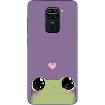 Redmi Note 9 Uyumlu Mor Kalpli Kurbağa Baskılı Silikon Kılıf Renkli