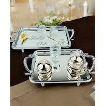 Passion Gümüş Şık Söz Tepsisi Ve Nişan Tepsisi Beyaz Beyaz