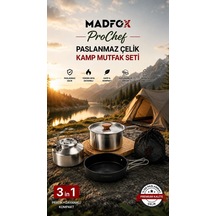 Madfox Prochef 3ın1 Paslanmaz Çelik Kamp Mutfak Seti Çok Renkli