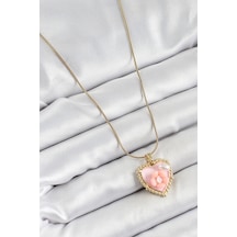 Mey İthalat 316l Çelik Zincir Pembe Sanatsal Portre İnci Detaylı Papatya Figürlü Kalp Model Gold Renk Kadın Kolye - Özel Seri Meyeb683ebac8fd9d67c874008144 altın