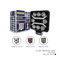 Niken Off Road Sis Lambası Çalışma Lambası Pro 8 Led Kare 3 Fonksiyonlu