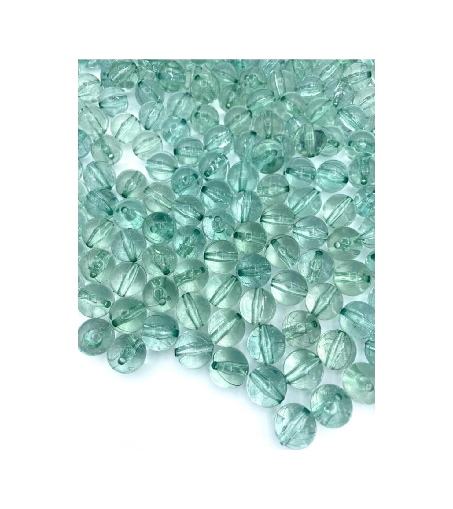 14 Mm Şeffaf Turkuaz, Su Yeşili Akrilik Boncuk, Çanta Boncuğu 100gr, Ort. 60 Adet