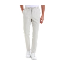 Hatemoğlu Bej Regular Fit Çizgili Yandan Cepli Keten Pantolon 29181324c001 25 Bej