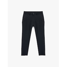 Koton Viskon Karışımlı Cepli Düğmeli Slim Fit Kumaş Pantolon Lacivert 6wam40109hw Lacivert