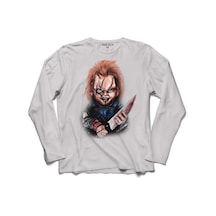 Chucky Charles Lee Ray Oyuncak Bebek Bıçak Uzun Kollu Tişört (518427663)
