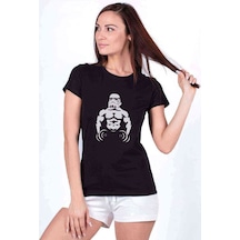 Bodybuilding Star Wars Baskılı Siyah Kadın Tshirt
